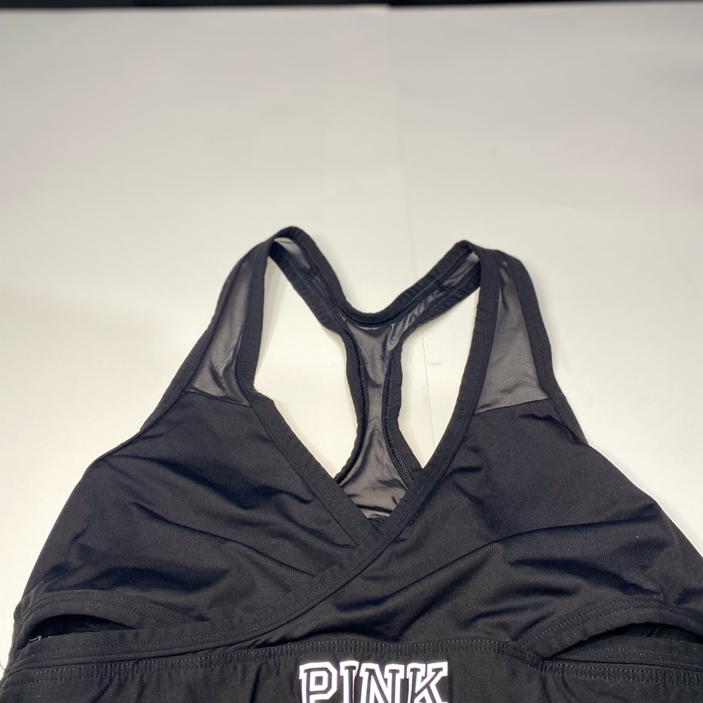 Pink Victoria’s Secret Black Racerback Sports Bra